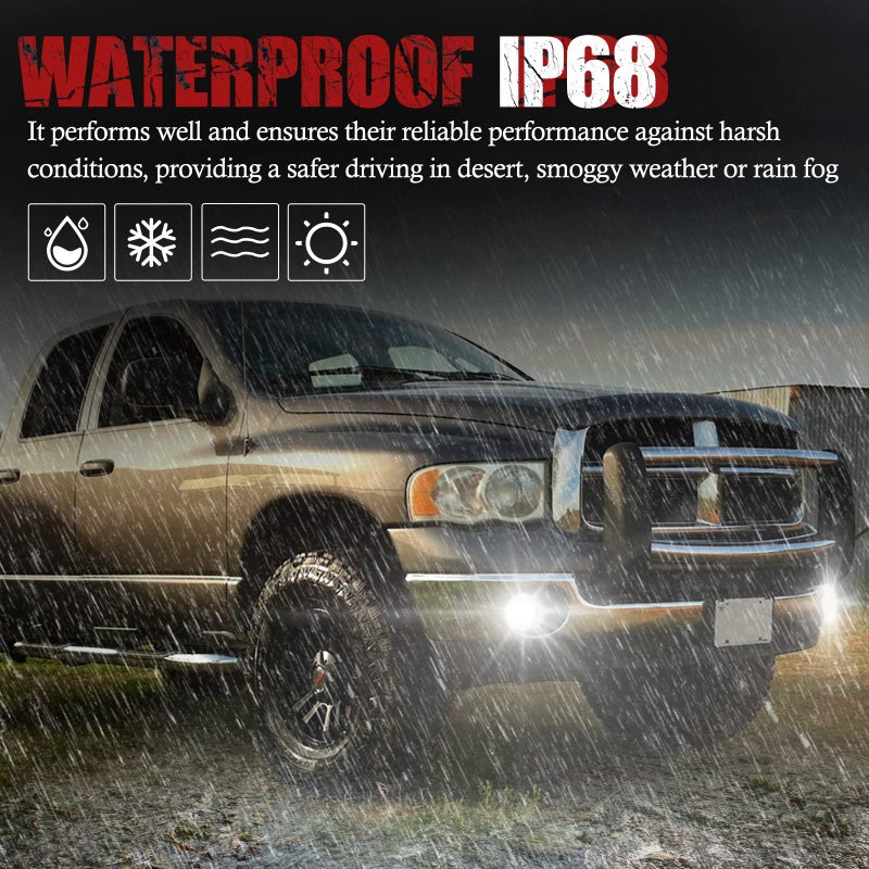 BUNKER INDUST Dodge Ram LED Fog Lights with Daytime Running Lights Set,1 Pair Clear Lens Fog Bumper Lamps Replacement for 2003 2004 2005 2006 2007 2008 Dodge Ram 1500 2500 3500 - Image 5